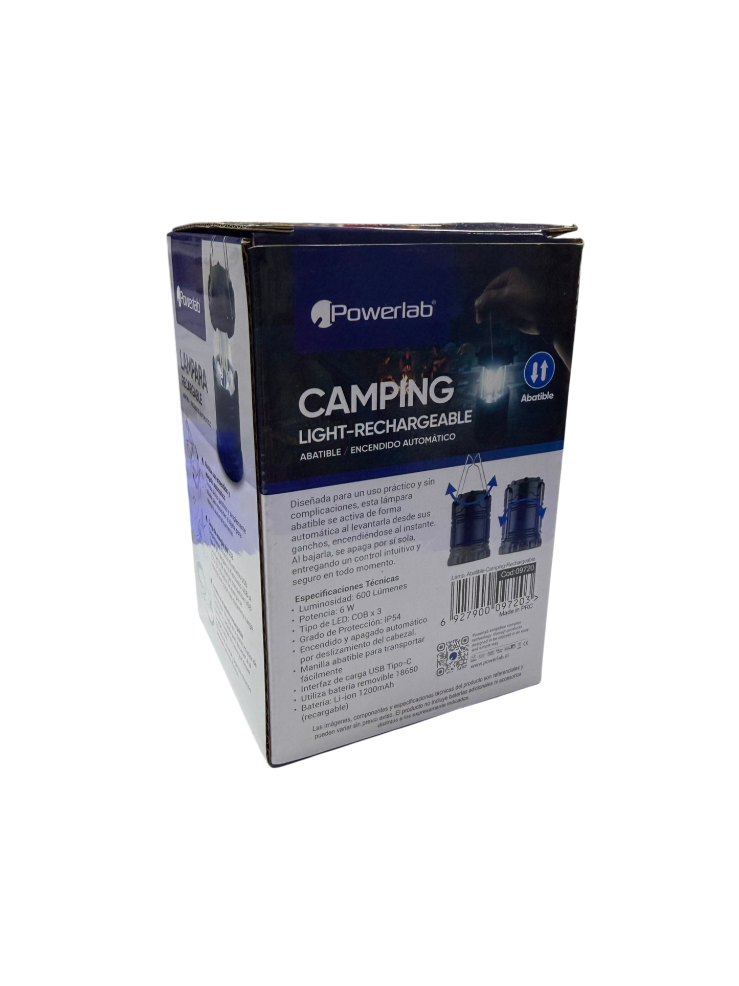 Lampara Camping Light Powerlab 9720 600 Lumen Recargable Negro
