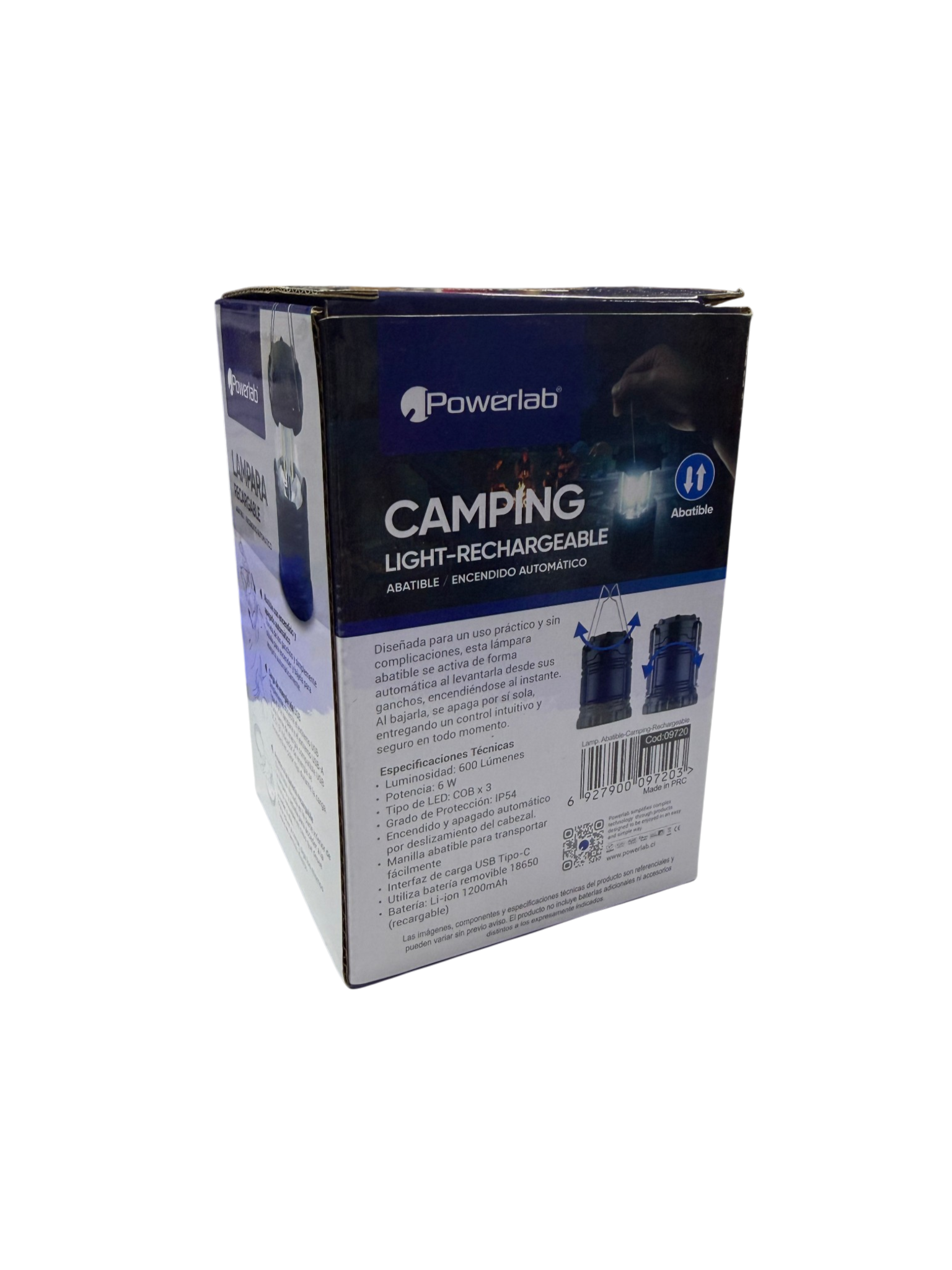 Lampara Camping Light Powerlab 9720 600 Lumen Recargable Negro