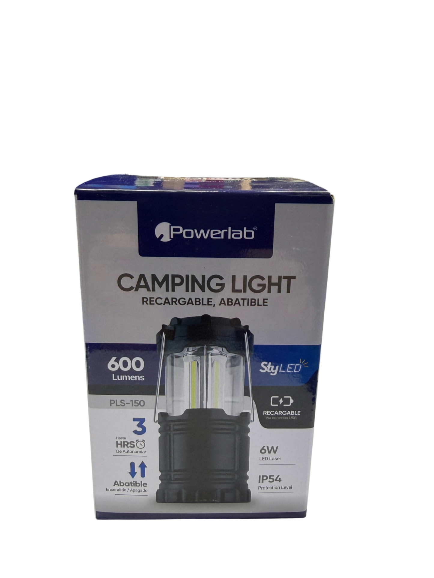 Lampara Camping Light Powerlab 9720 600 Lumen Recargable Negro