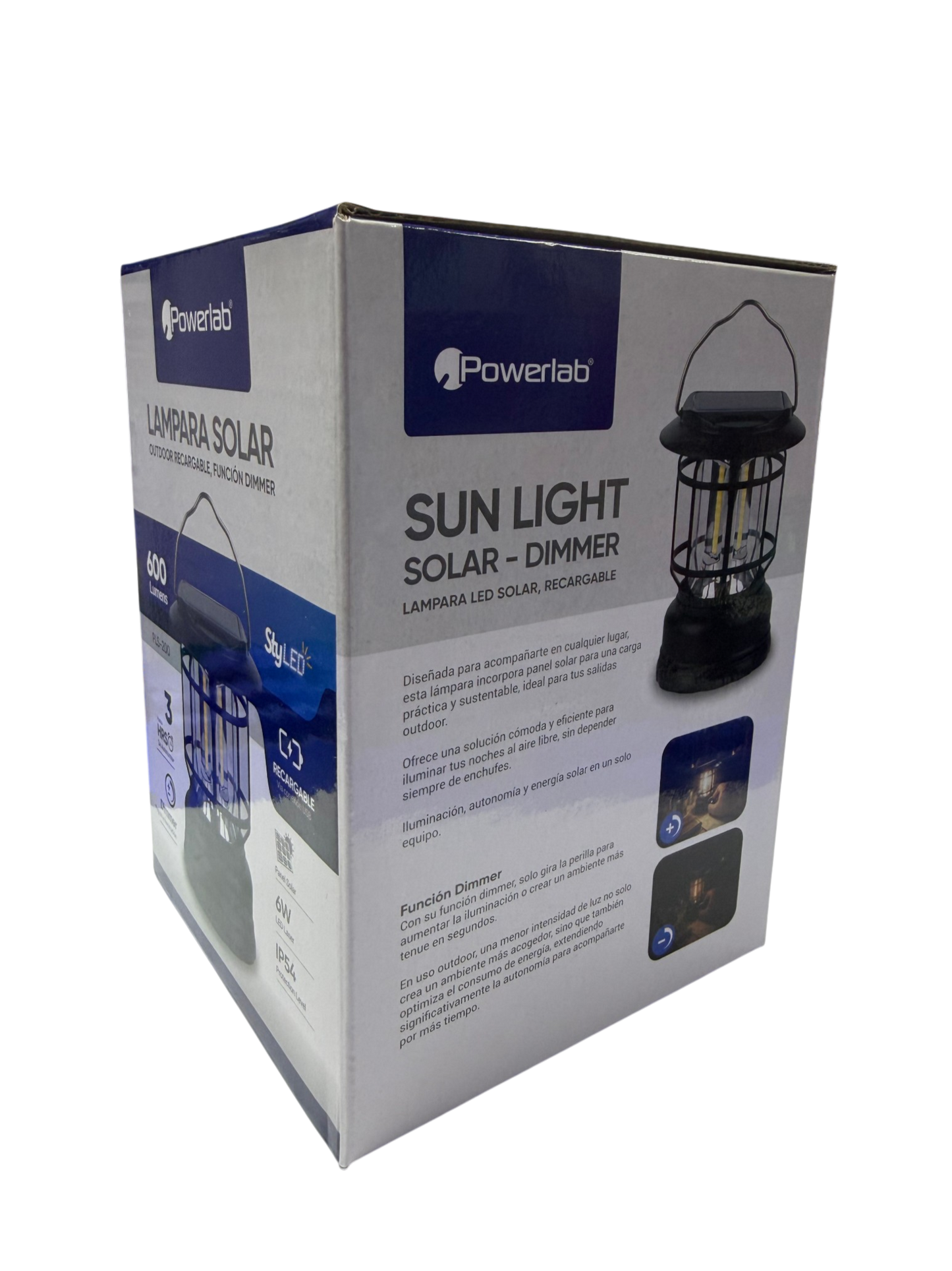 Lampara Solar Powerlab 9721 600 Lumen Recargable Gris
