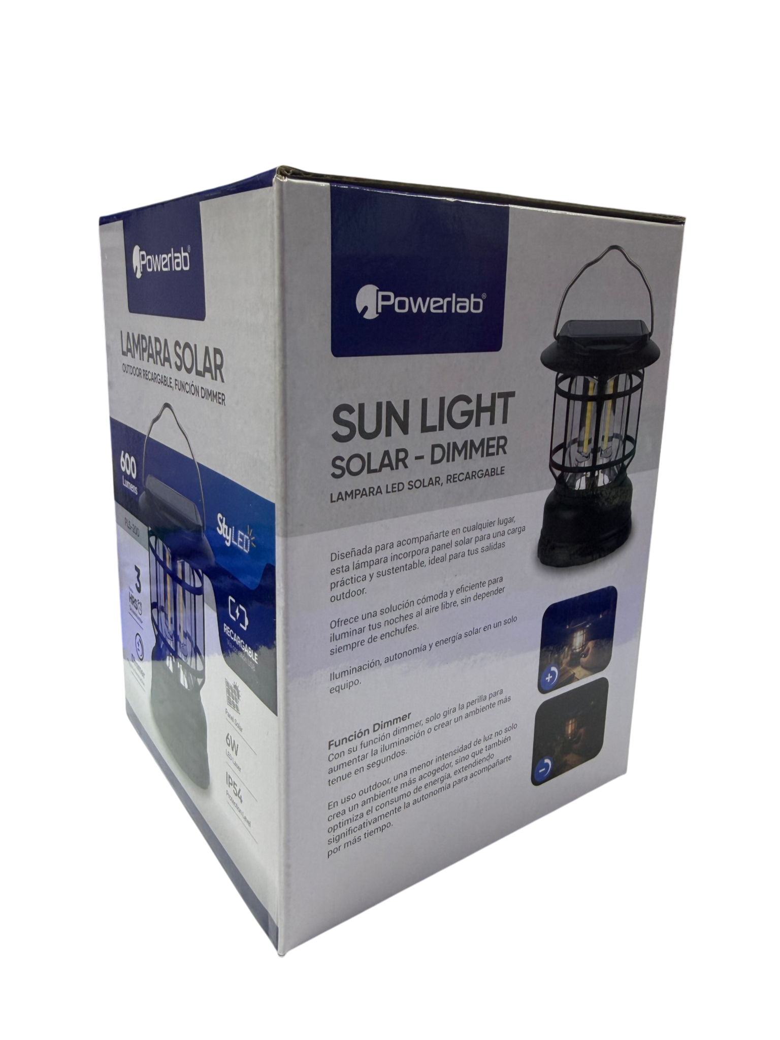 Lampara Solar Powerlab 9721 600 Lumen Recargable Gris