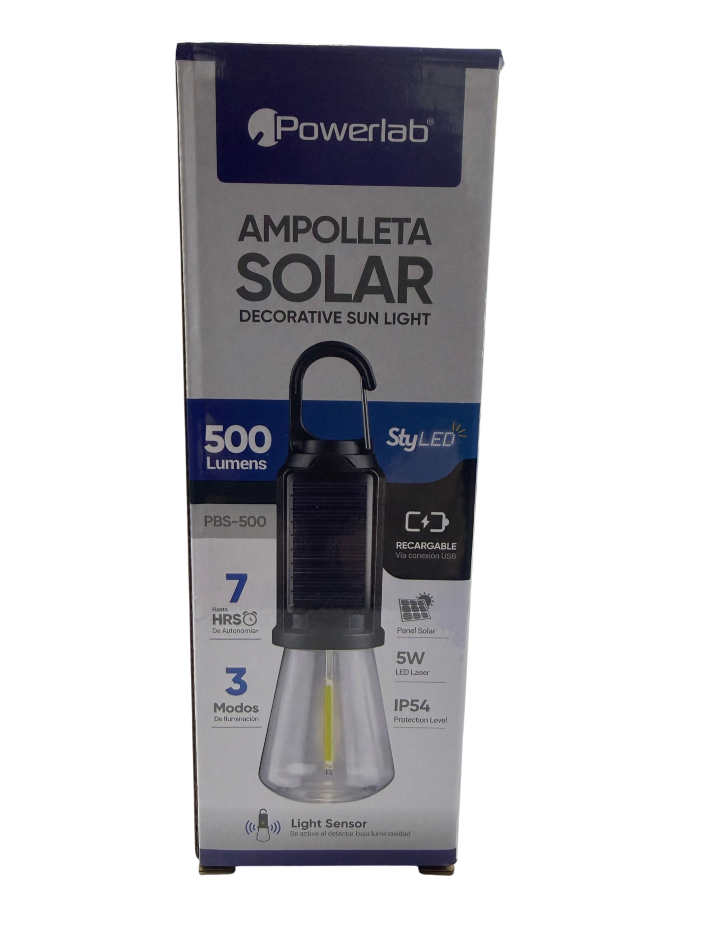 Ampolleta Solar Powerlab 9725 500 Lumen Recargable Negro