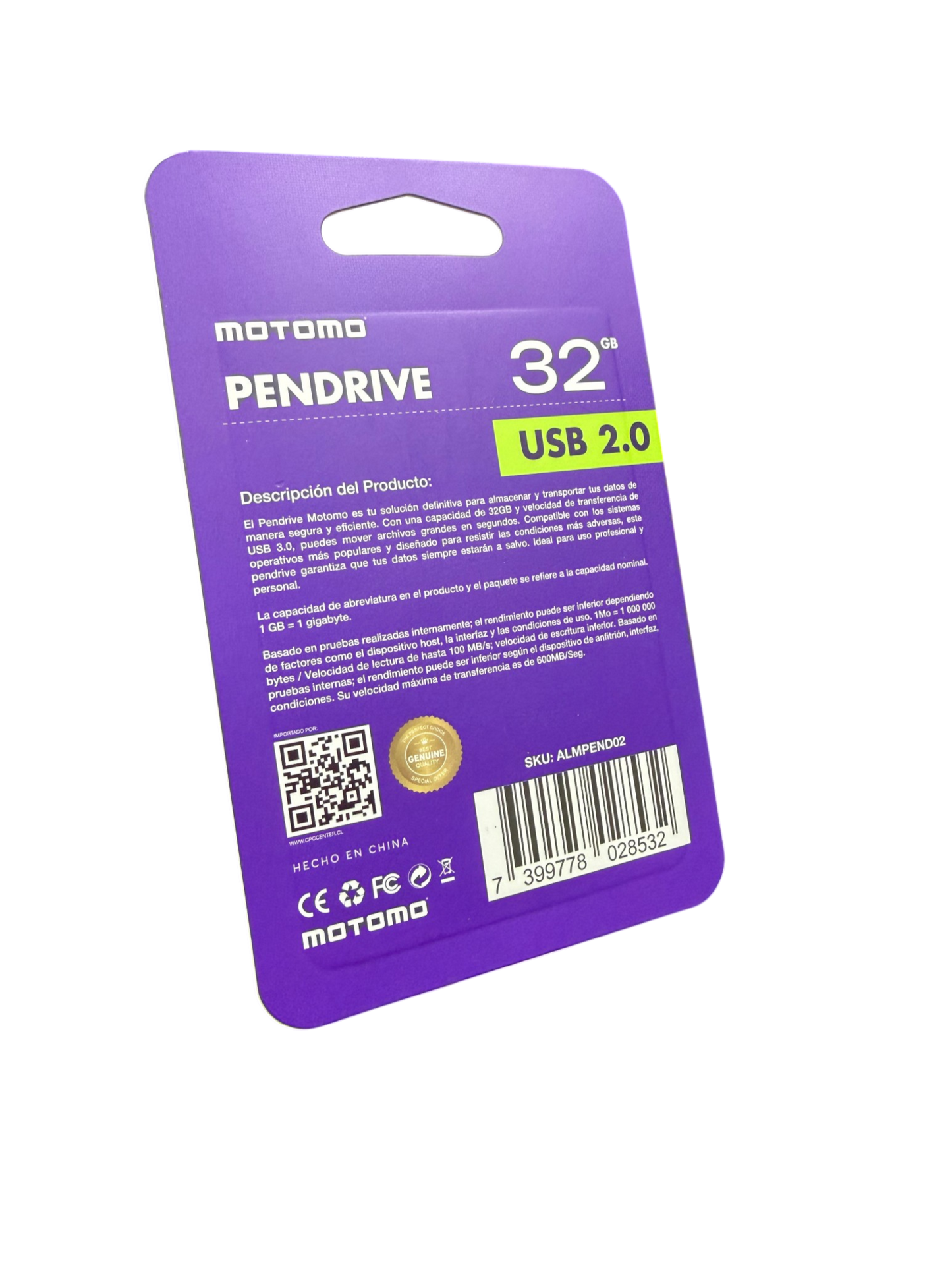 Pendrive Motomo 32 GB USB 2.0 Carcasa Metálica Gris - vista 2