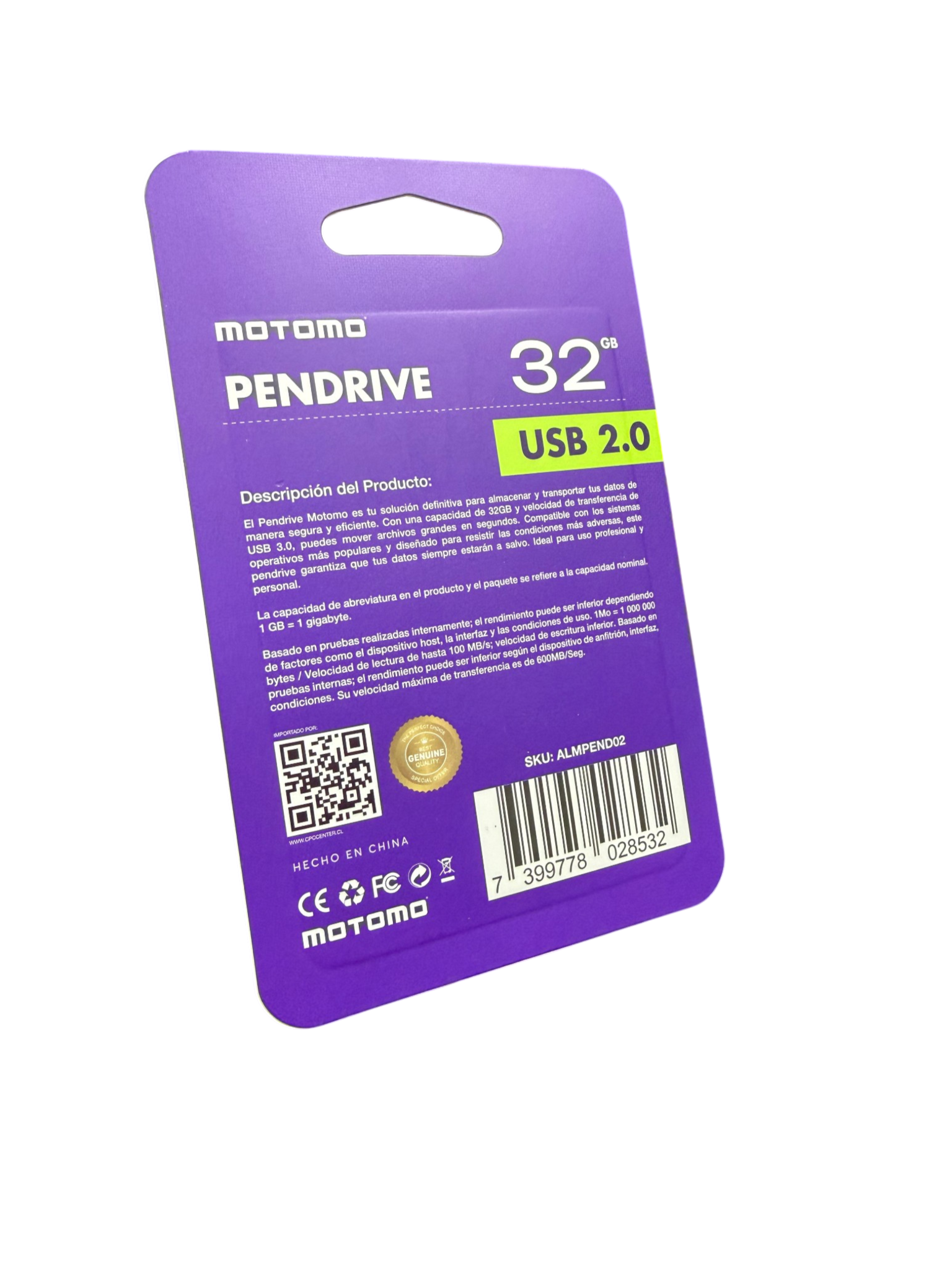 Pendrive Motomo 32 GB USB 2.0 Carcasa Metálica Gris - vista 2