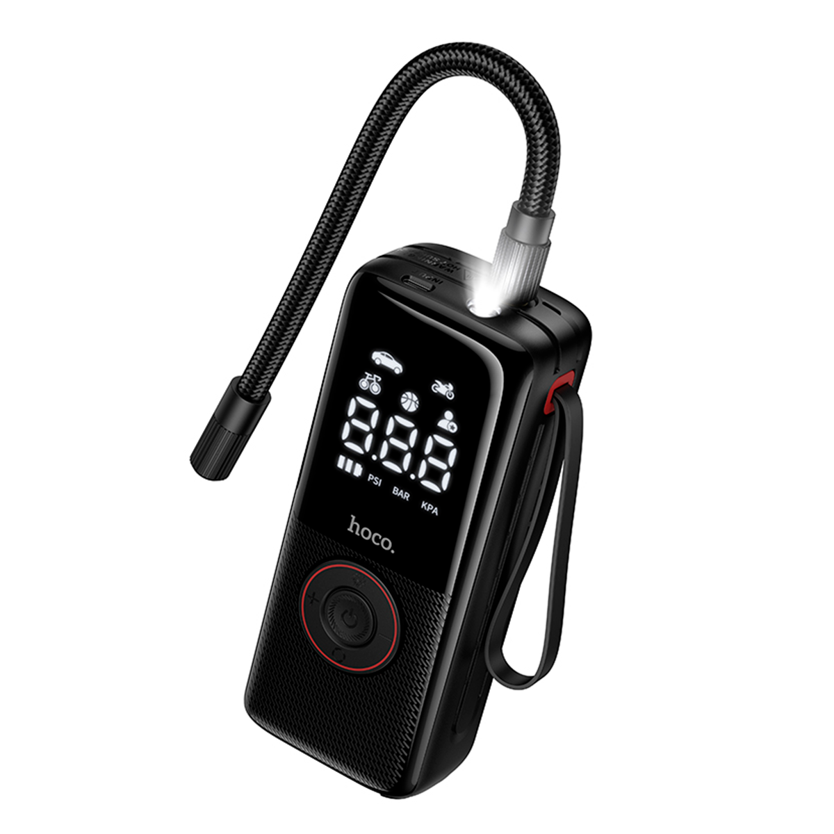Inflador De Neumaticos Portatil Hoco Zp18 Con Luz Negro