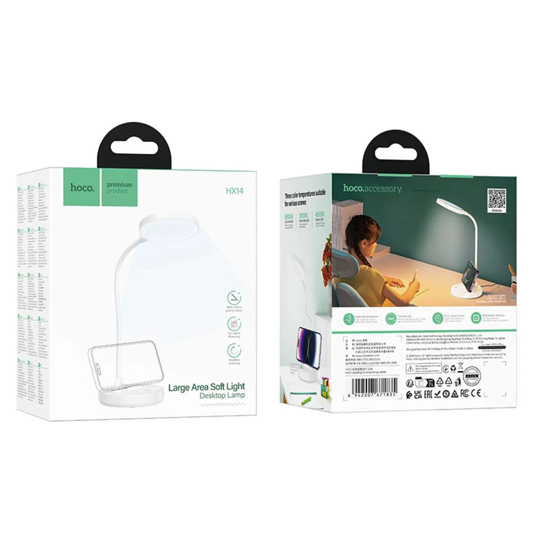 Lampara Escritorio Recargable Portatil Hoco Hx14 Blanco – imagen 4