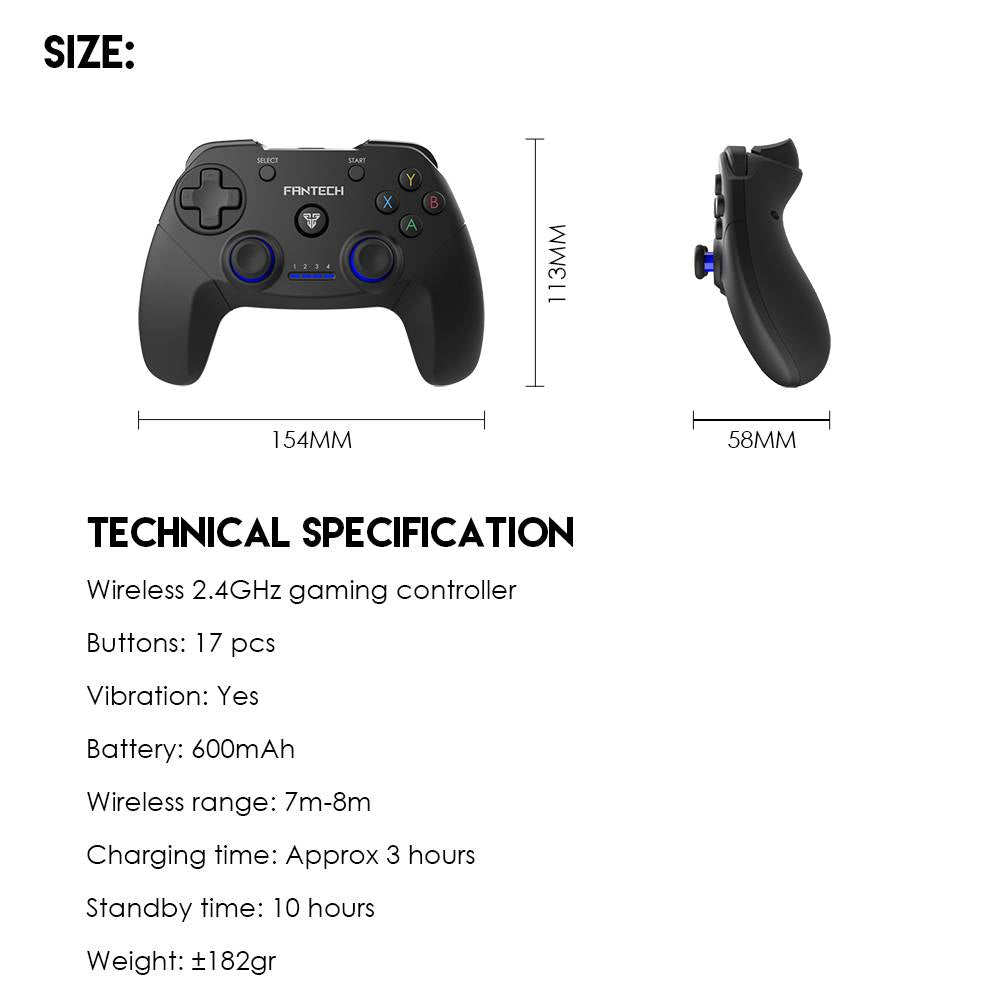 Control Joystick Fantech Revolver Inalambrico Wgp12 Pc Ps3 Negro – imagen 5