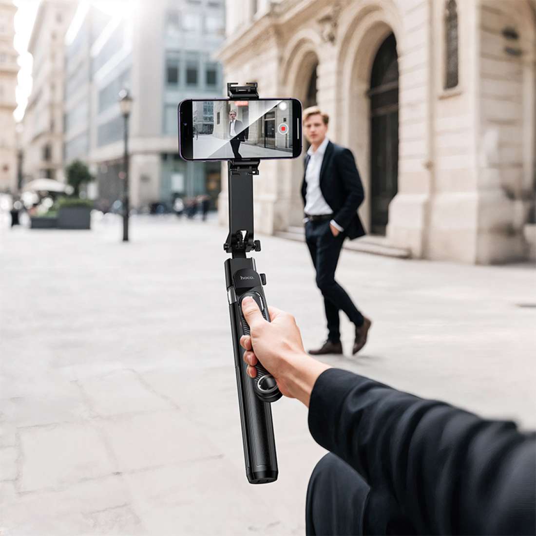 Baston Selfie Tripode Bluetooth Hoco K32 + Control Negro – imagen 3