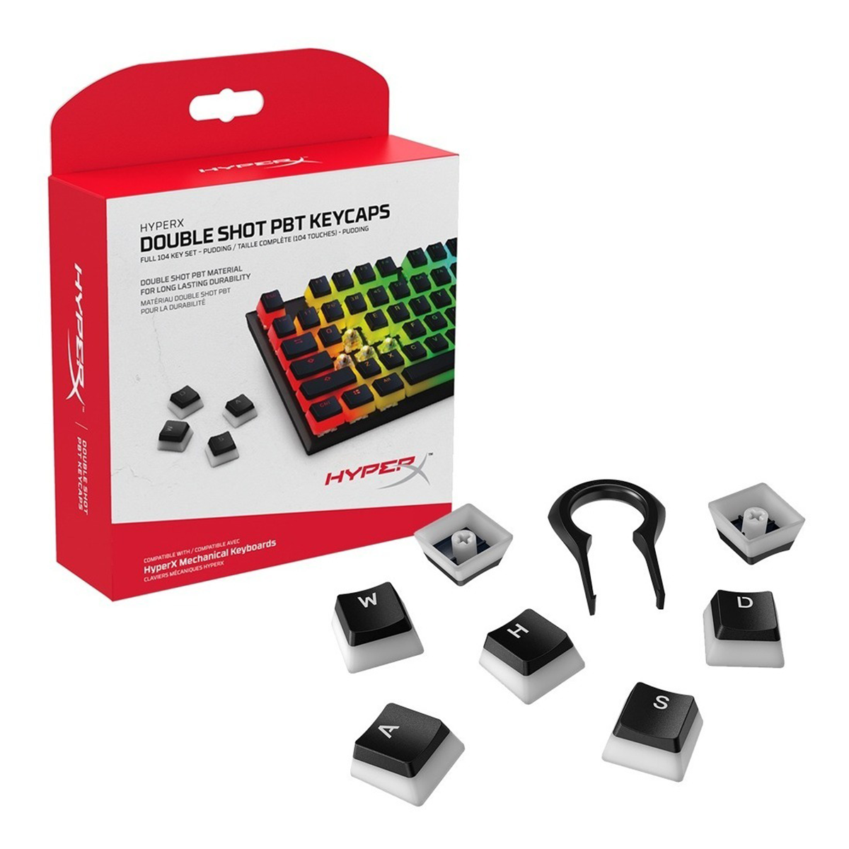 Keycaps Hyperx Pudding Double Shot Pbt Español Negro