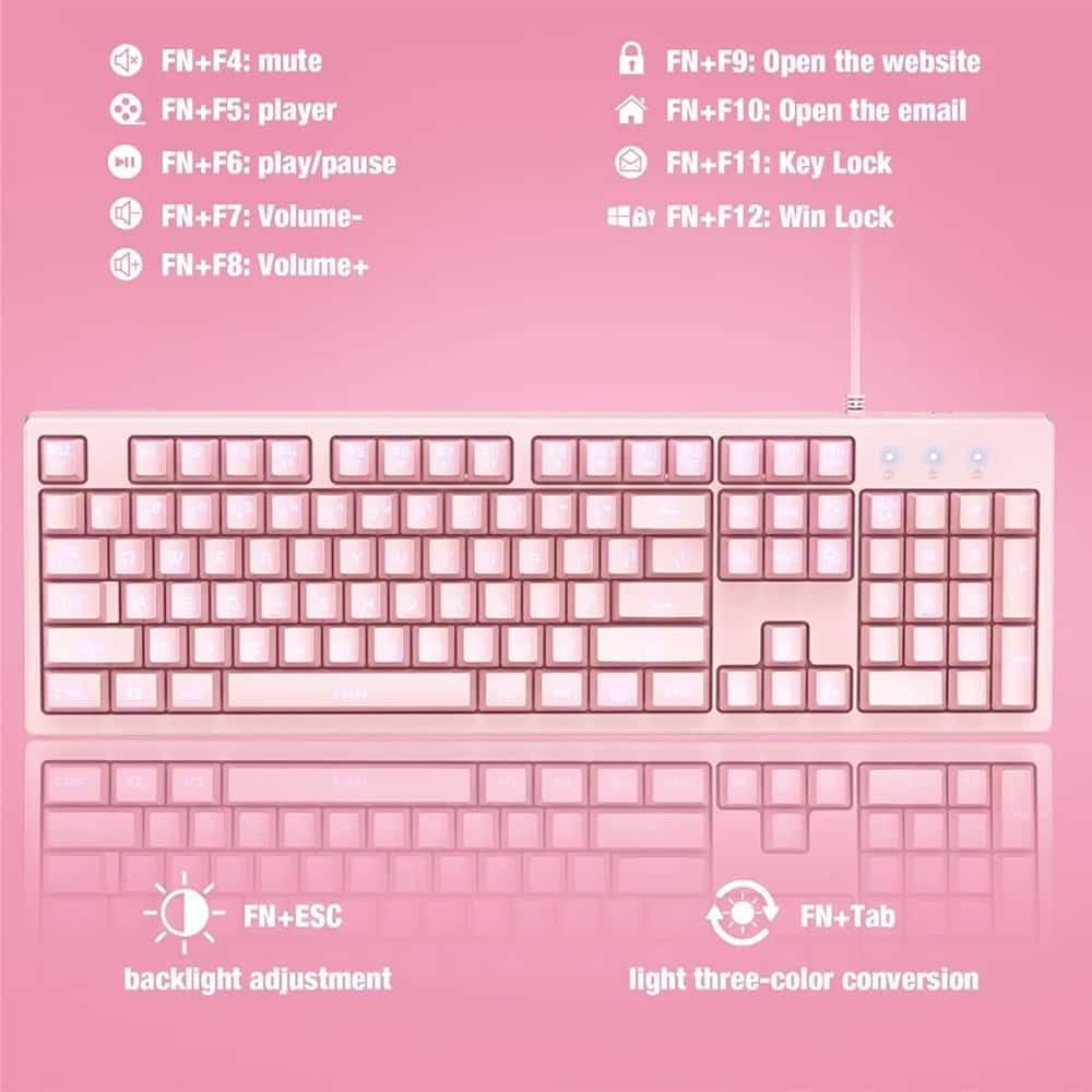 Kit Gamer Teclado G25 + Mouse Onikuma Cw905 Rgb Rosado – imagen 2