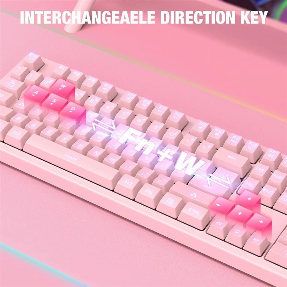 Kit Gamer Teclado G25 + Mouse Onikuma Cw905 Rgb Rosado – imagen 3