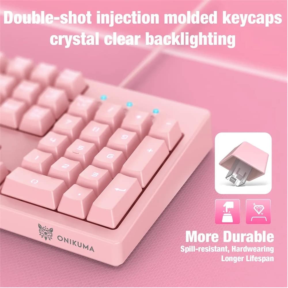 Kit Gamer Teclado G25 + Mouse Onikuma Cw905 Rgb Rosado – imagen 4