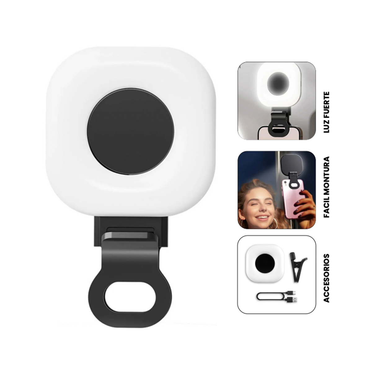 Mini Panel Led C03 Recargable Para Smarphone Negro – imagen 2