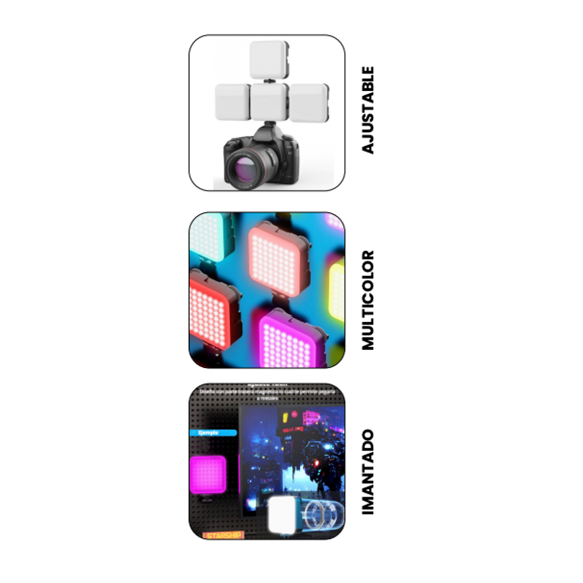 Mini Panel Led A16 Recargable Para Smarphone Negro – imagen 2