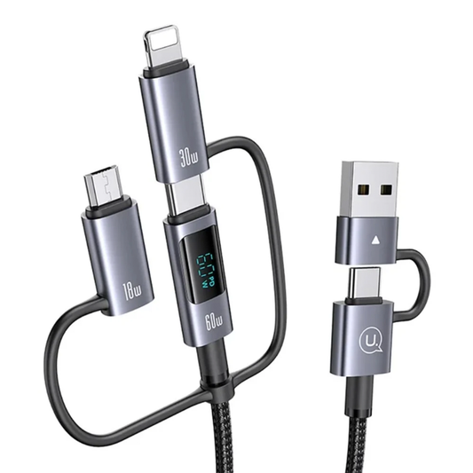 Cable 6 en 1 Usams Sj713 Trenzado 60w Led 1,2 Metros Negro