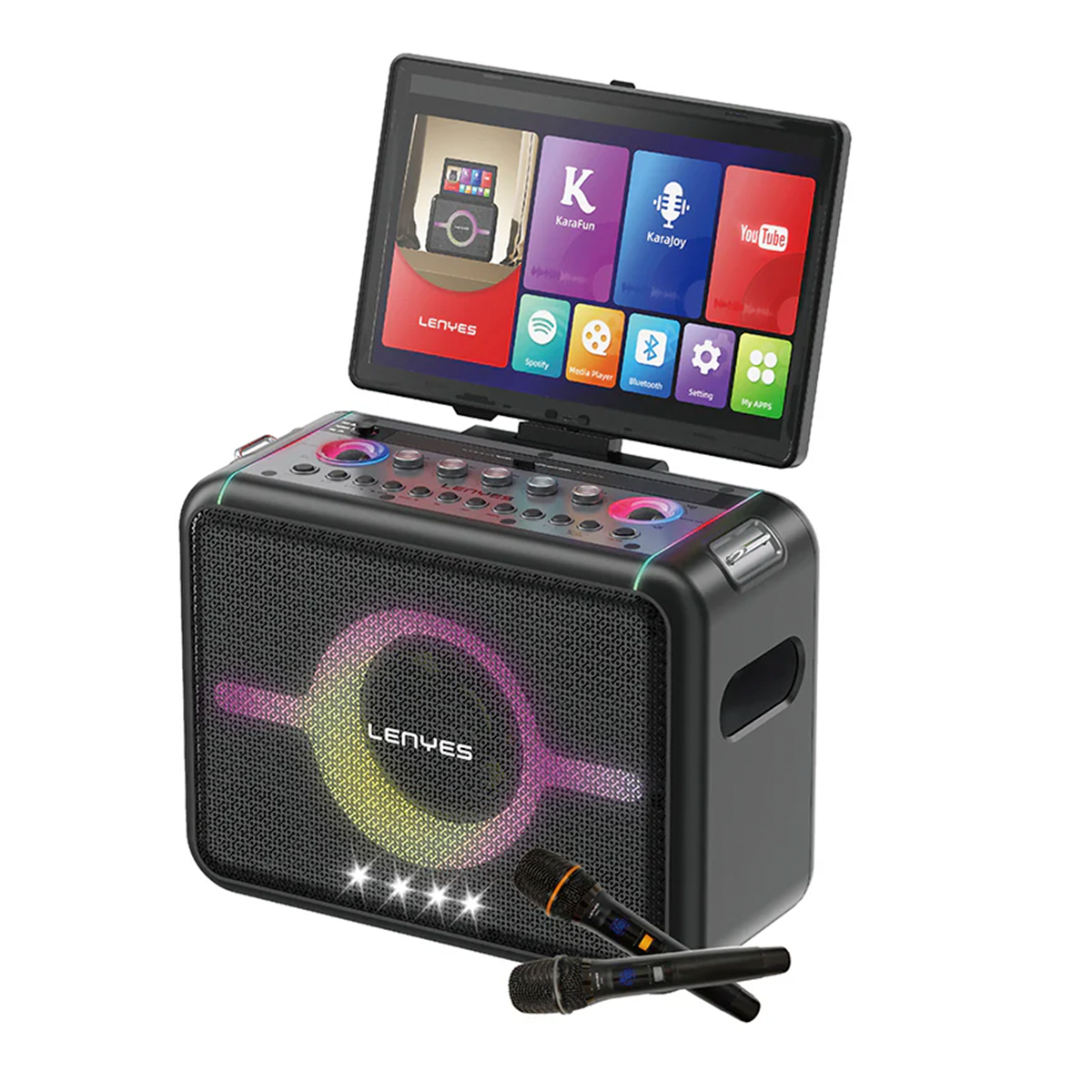 Parlante Bluetooth Lenyes S892 Karaoke Mic Dual Led 300w Negro