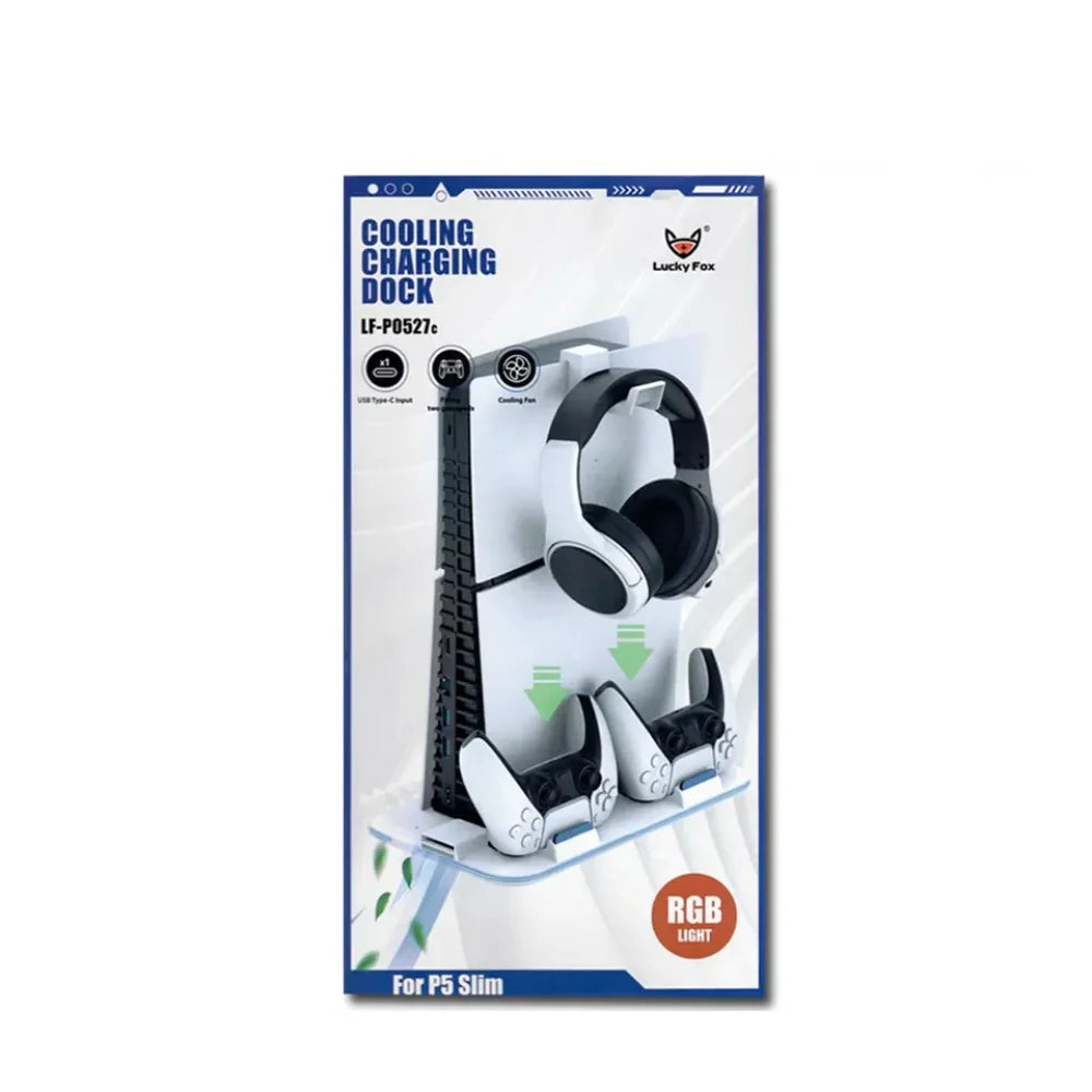 Soporte Cargador Lucky Fox Lf-p0527 Rgb Para Ps5 Slim y Disco Blanco – imagen 5