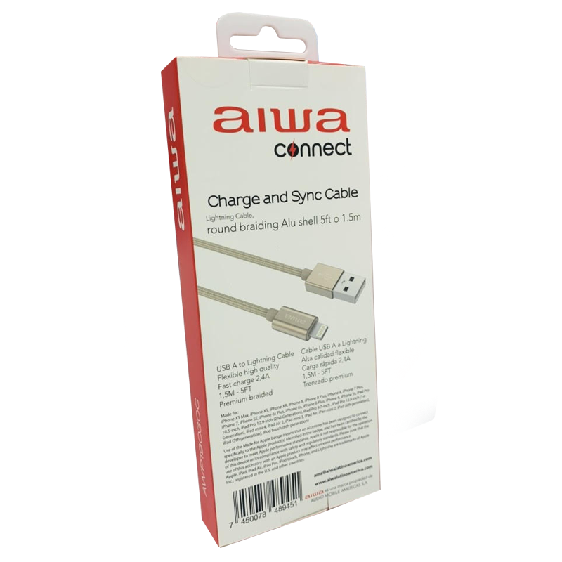Cable Lightning a Usb 1,5 Metros Aiwa Ipad Iphone Dorado – imagen 2