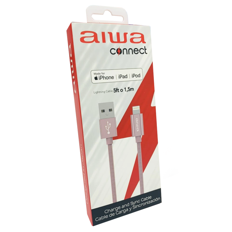Cable Lightning a Usb 1,5 Metros Aiwa Ipad Iphone Rosado – imagen 3