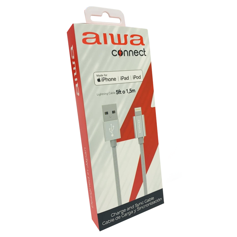 Cable Lightning a Usb 1,5 Metros Aiwa Ipad Iphone Plata – imagen 2