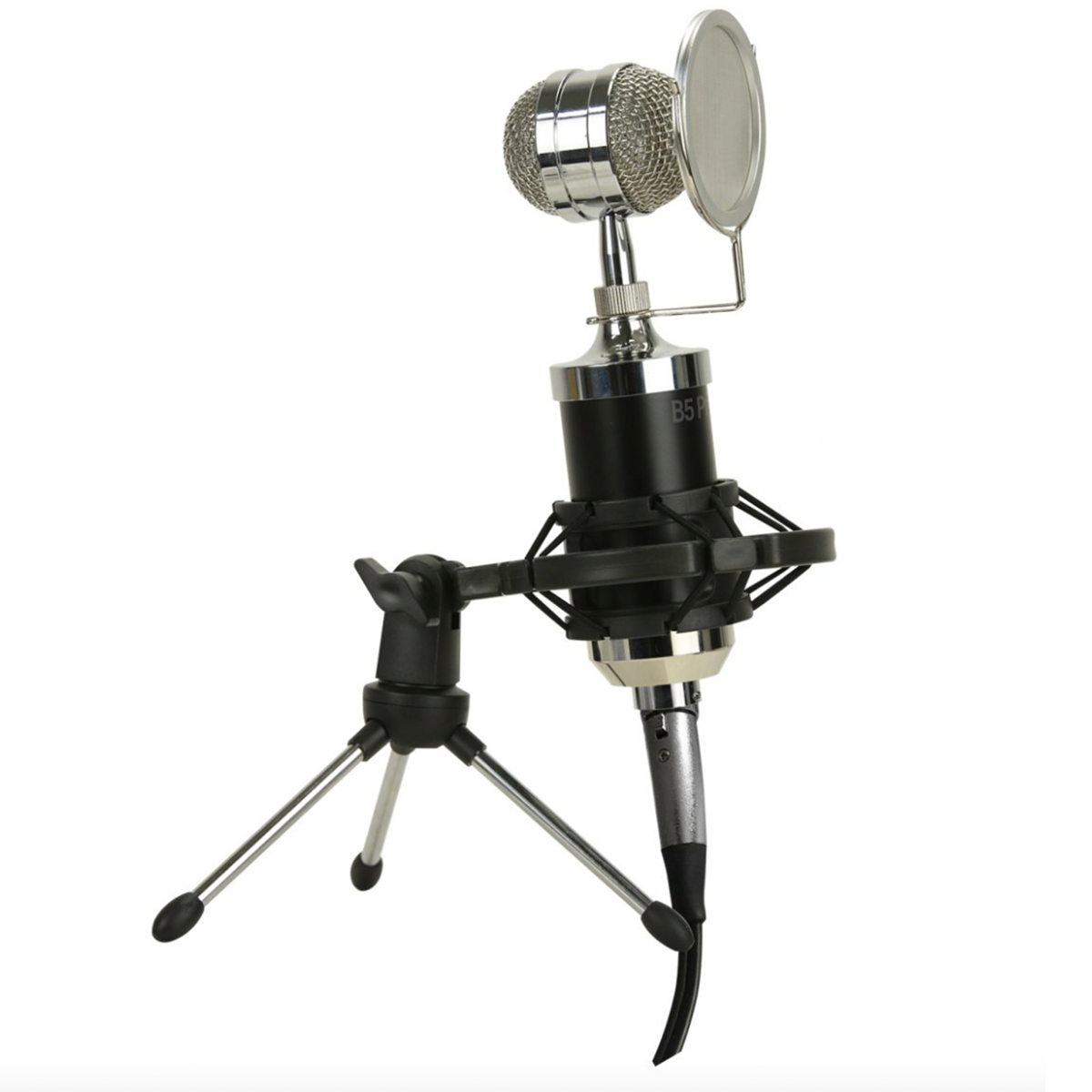 Kit Micrófono Condensador Streaming B5 Microlab Negro