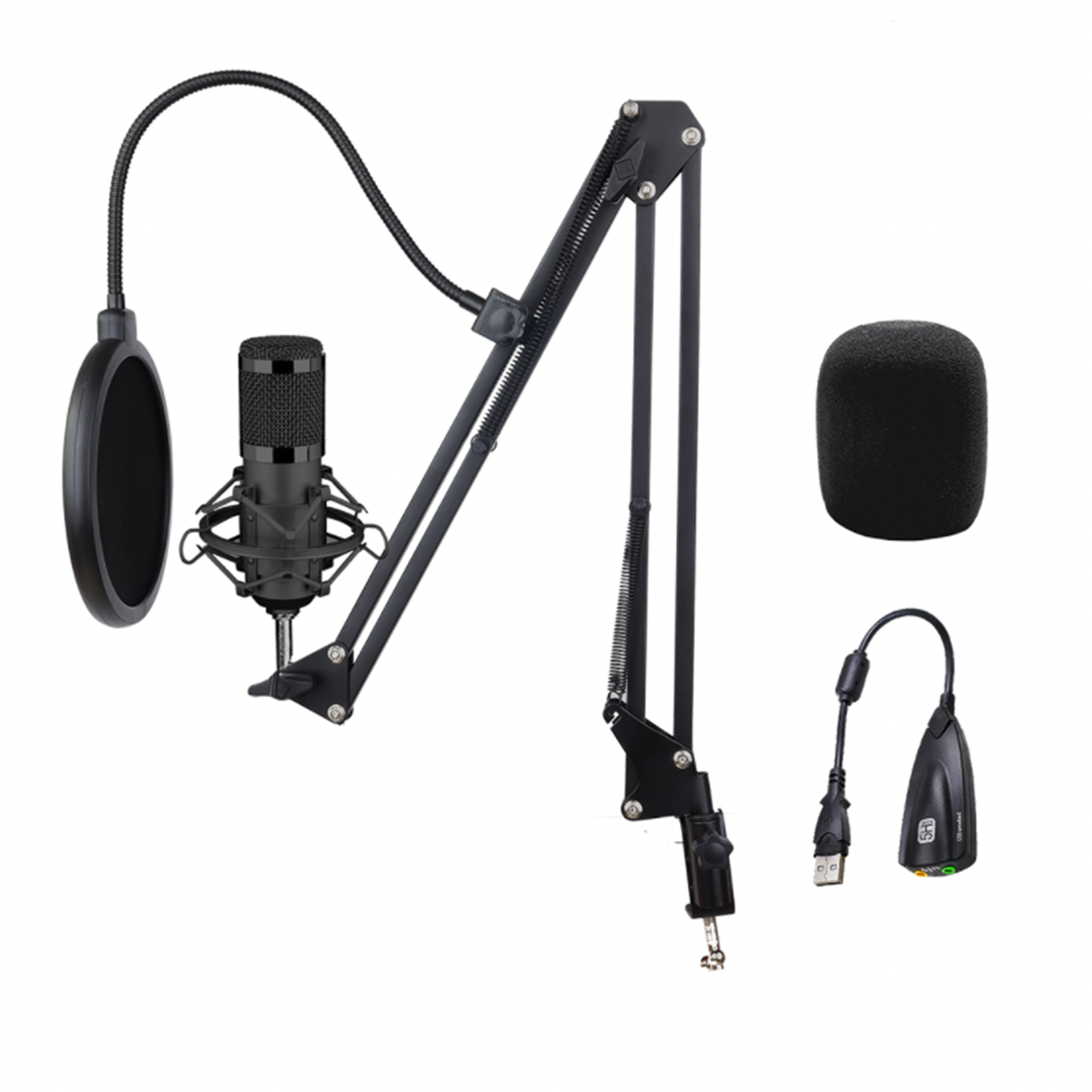 Kit Micrófono Condensador Streaming B8-Pro Microlab Negro
