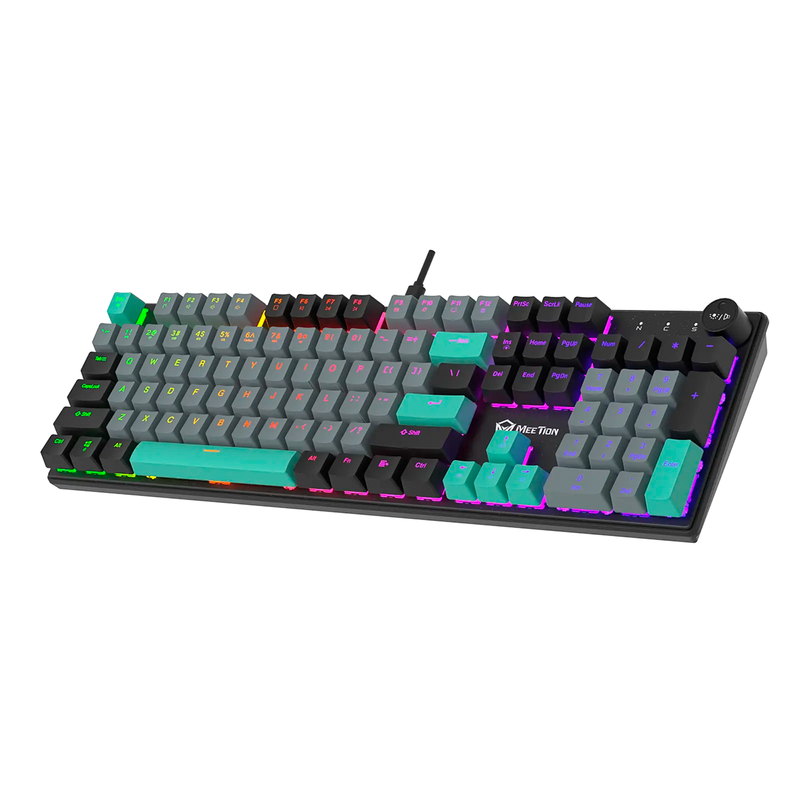 Teclado gamer mecánico Meetion MK009RDP con carcasa metálica, vista superior