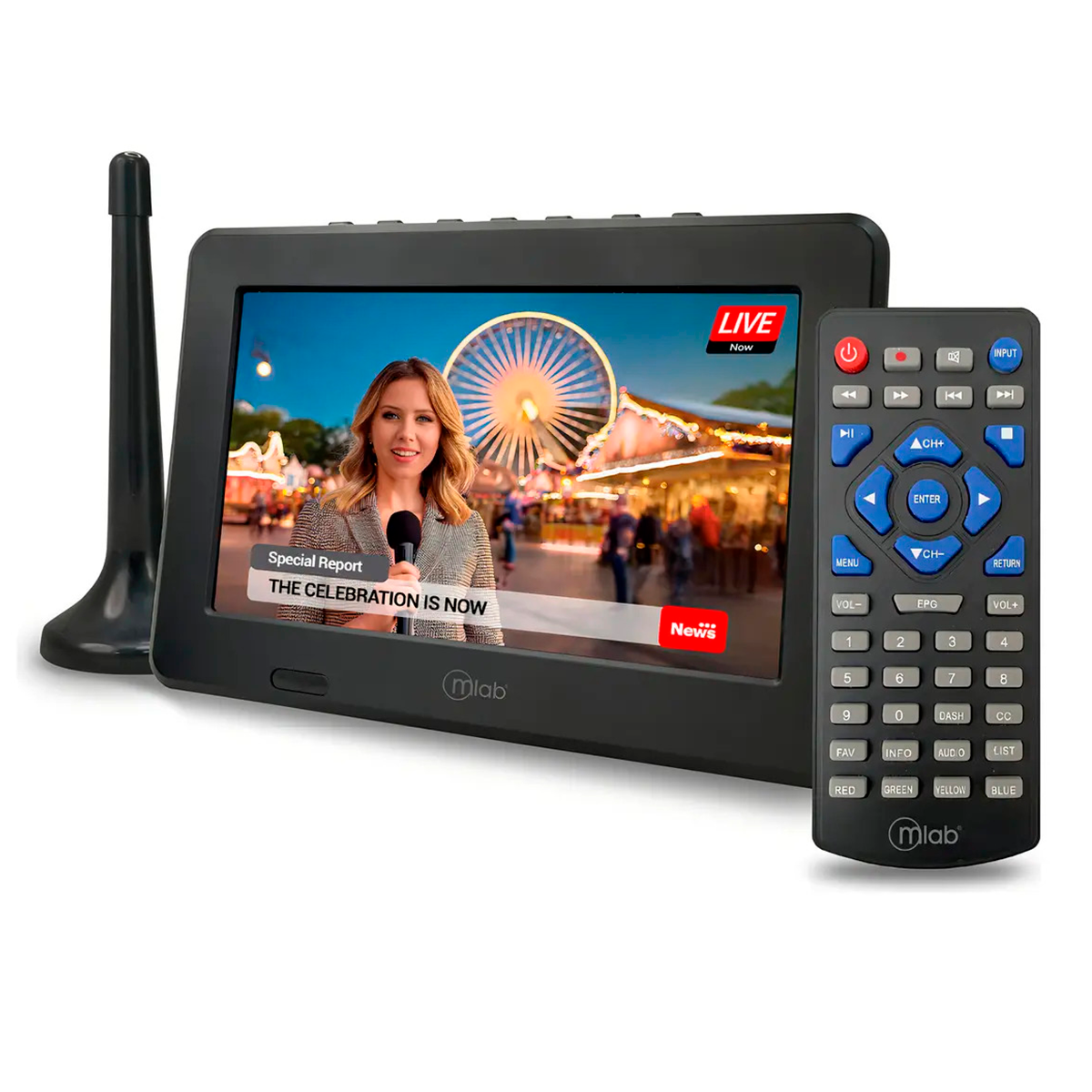 Televisor Color Digital Portatil 7 Pul Mlab Recargable Negro