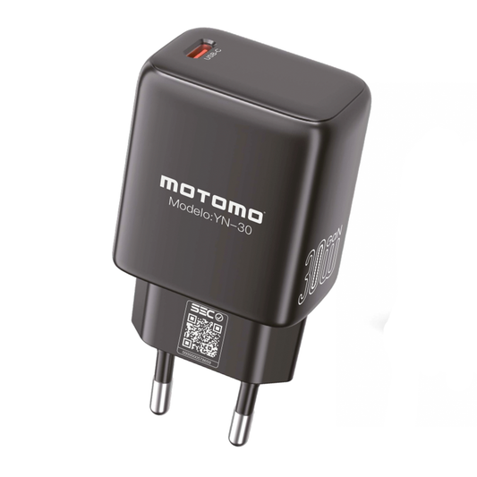 Cargador Rápido Motomo Yn-30 Gan Tipo C 30w Negro