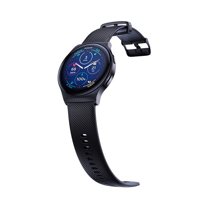 Parte trasera del Motorola Moto Watch 120 con sensores
