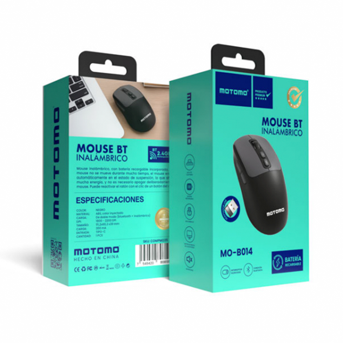 Mouse Inalambrico Dual Modo Bluetooth Motomo Mo-b014 2200 Dpi Rosa – imagen 2