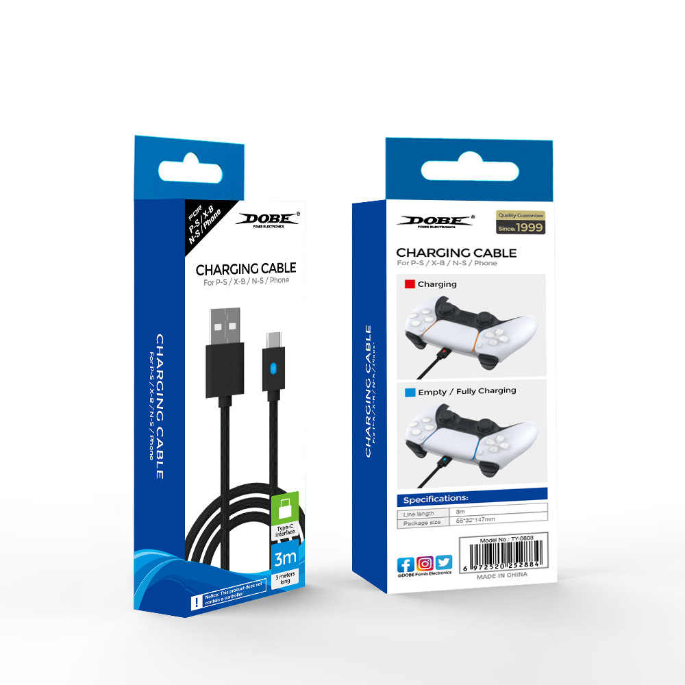 Cable Cargador Controles Ps5 Dobe 3 Metros Negro – imagen 3
