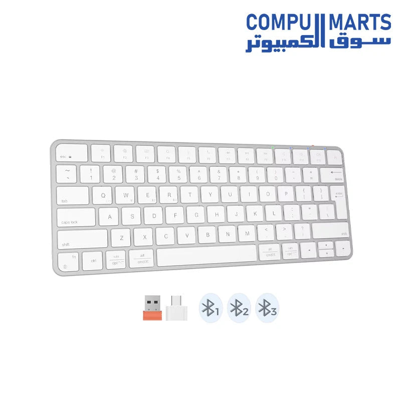 Teclado Mini Inalámbrico Meetion iKey K210 78 Teclas Dual 2.4G + Bluetooth Blanco - vista 2