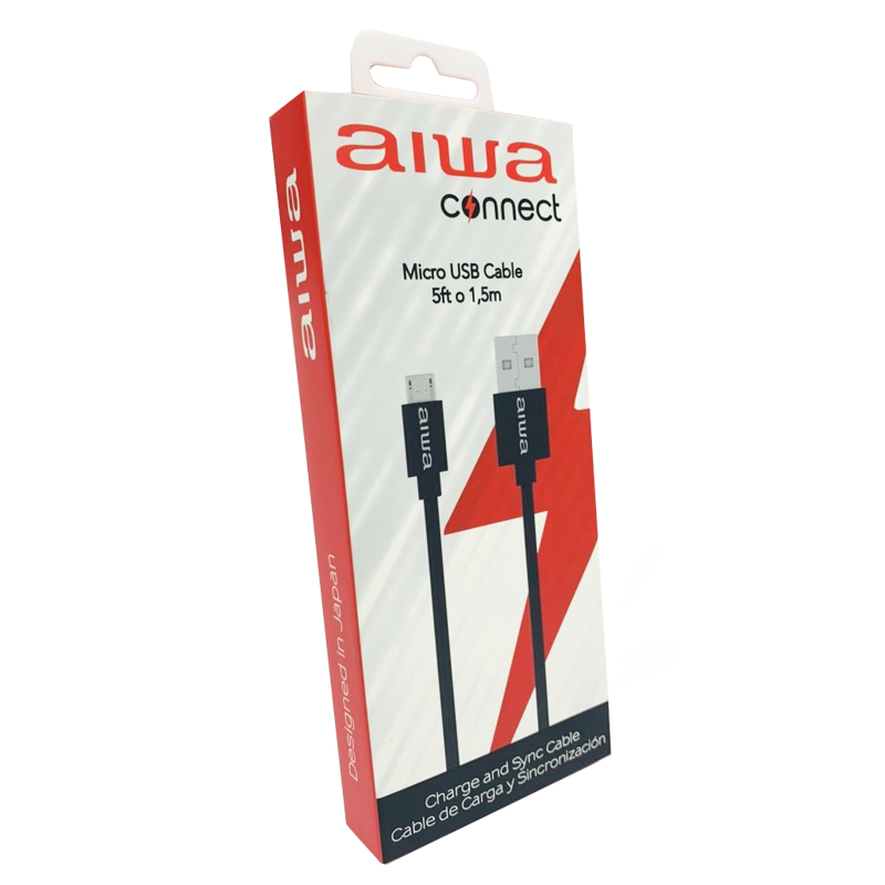 Cable Micro Usb 2.4A Aiwa Negro – imagen 3