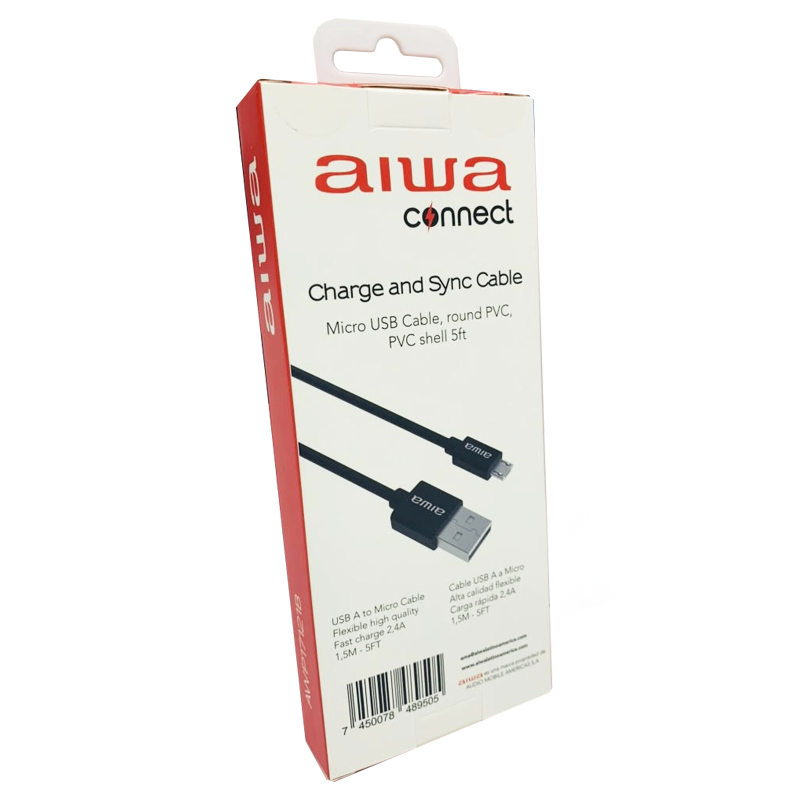 Cable Micro Usb 2.4A Aiwa Negro – imagen 2