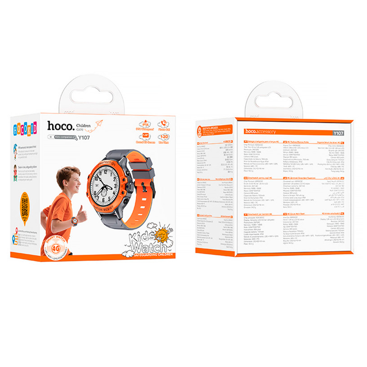 Reloj Smartwatch Para Niños Camara Sos Gps Hoco Y107 4g Naranjo – imagen 4