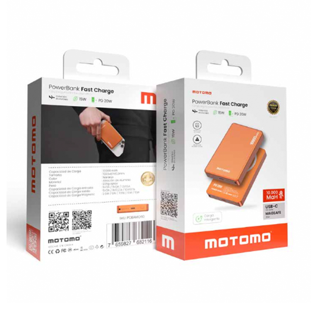 Powerbank Carga Rapida Para Magsafe Motomo Mo-pb42 10000 Mah Naranjo – imagen 2
