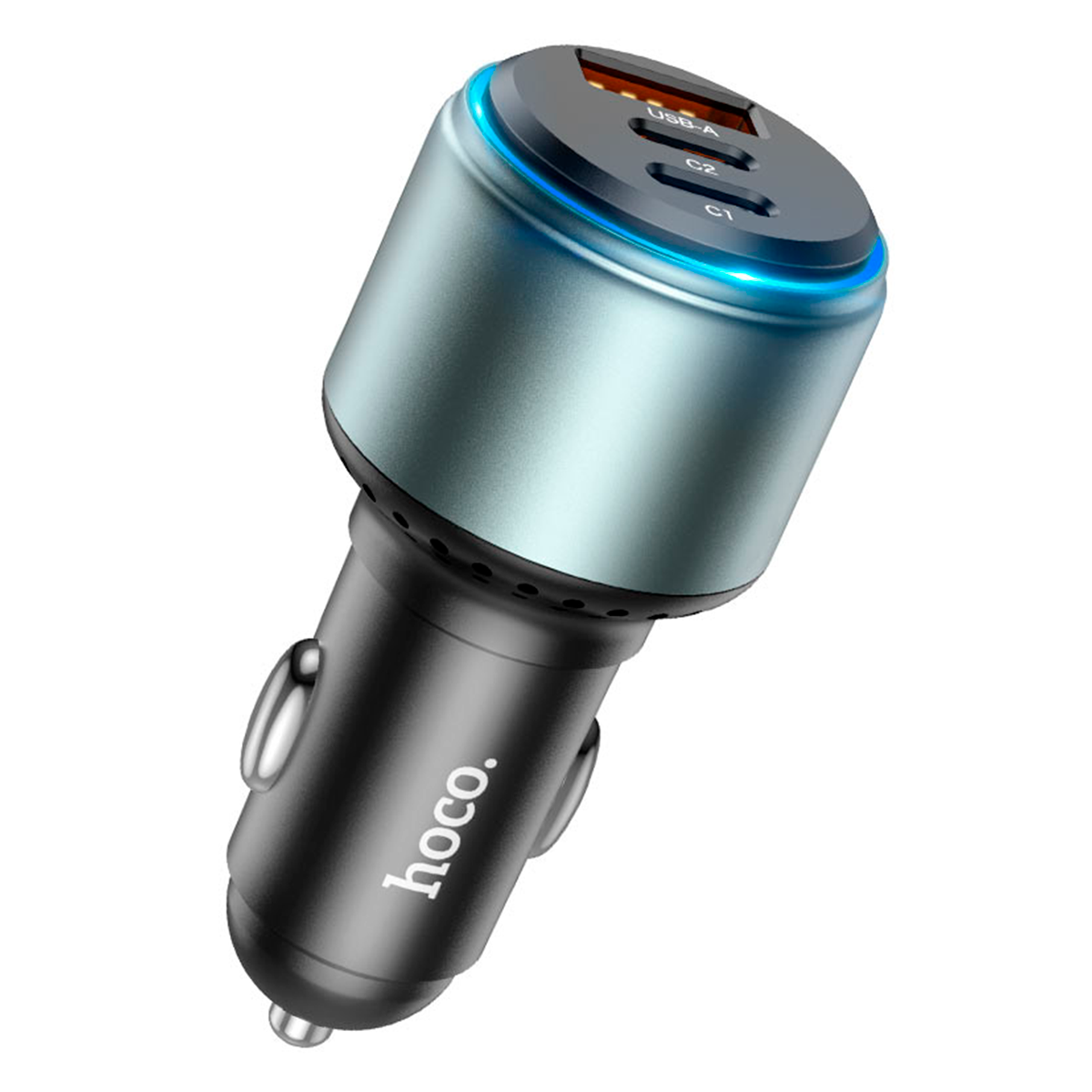 Cargador De Auto Hoco Nz9 95w Triple Puerto Usb 2 Tipo C Negro
