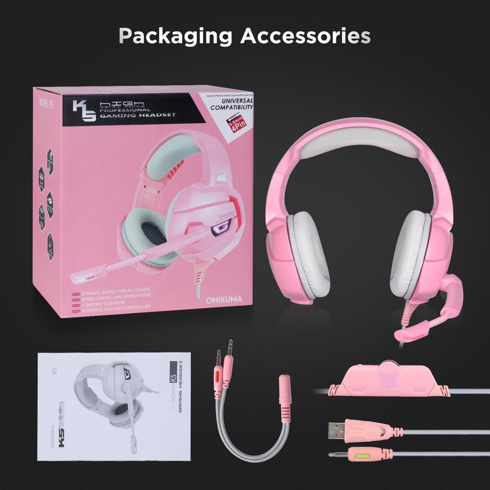 Audífonos Gamer Onikuma K5 Pc Ps5 Ps4 Xbox Switch Rosado – imagen 4