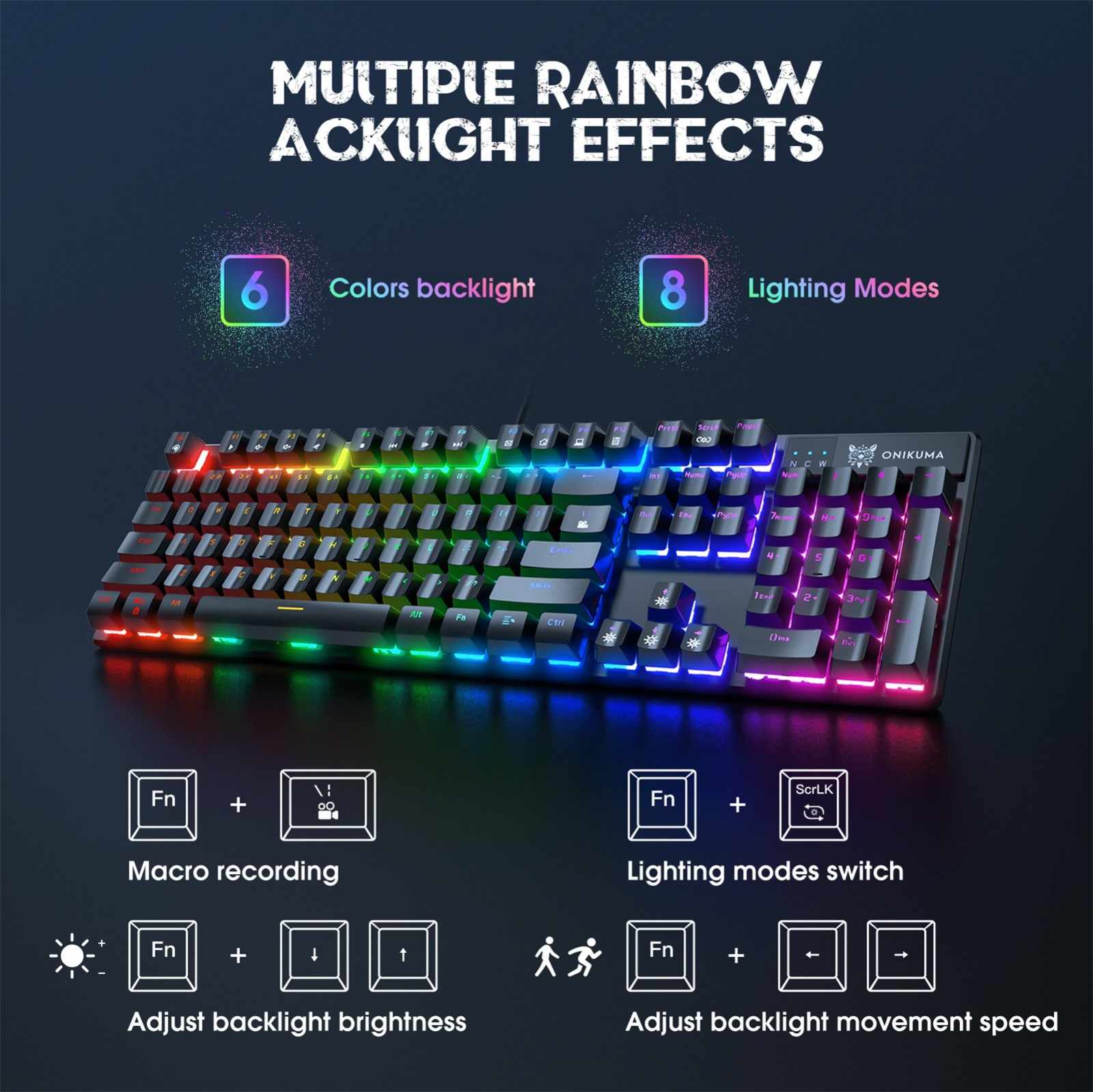 Teclado Gamer Mecanico Onikuma G27 Rgb Led Retroiluminado Negro – imagen 2