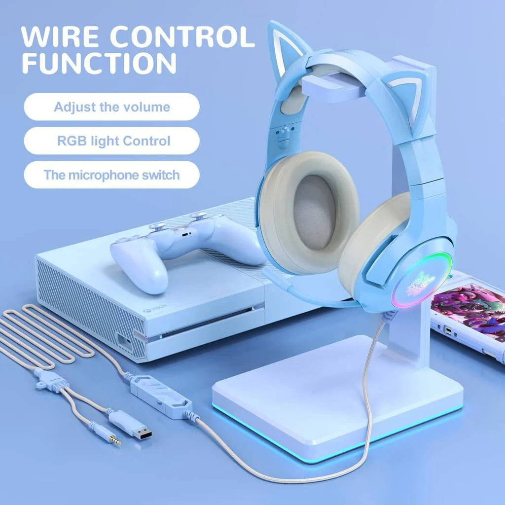 Audfonos Gamer Onikuma k9 Rgb Orejas 3.5mm Pc Ps5 Switch Xbox Azul – imagen 3