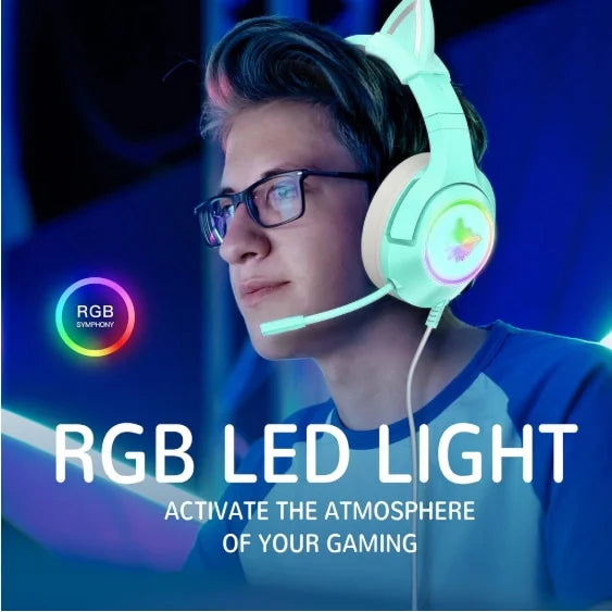 Audfonos Gamer Onikuma k9 Rgb Orejas 3.5mm Pc Ps5 Switch Xbox Verde – imagen 3
