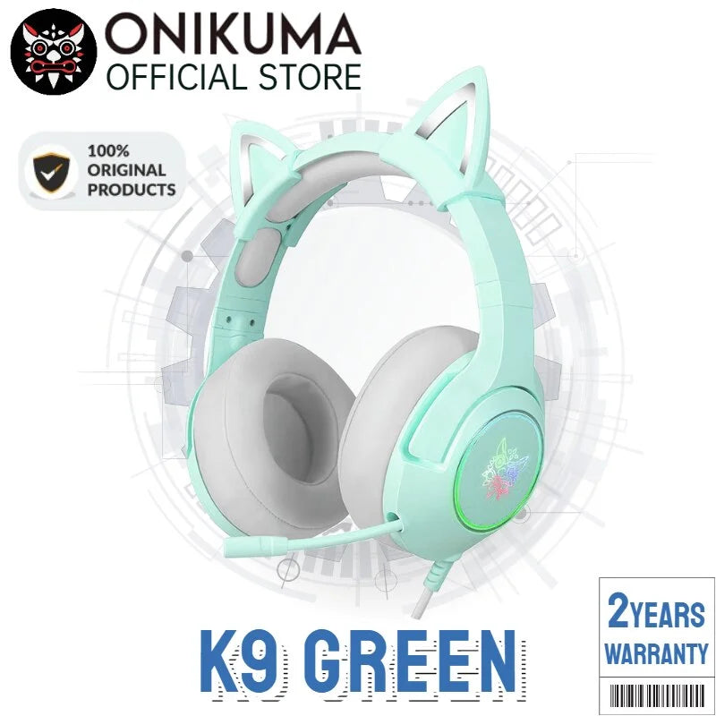 Audfonos Gamer Onikuma k9 Rgb Orejas 3.5mm Pc Ps5 Switch Xbox Verde – imagen 2