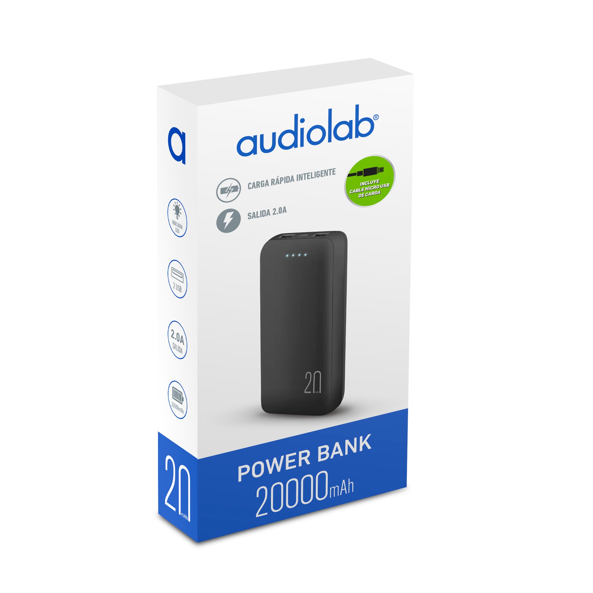 Bateria Portatil Powerbank 20000 Mah Audiolab Negro