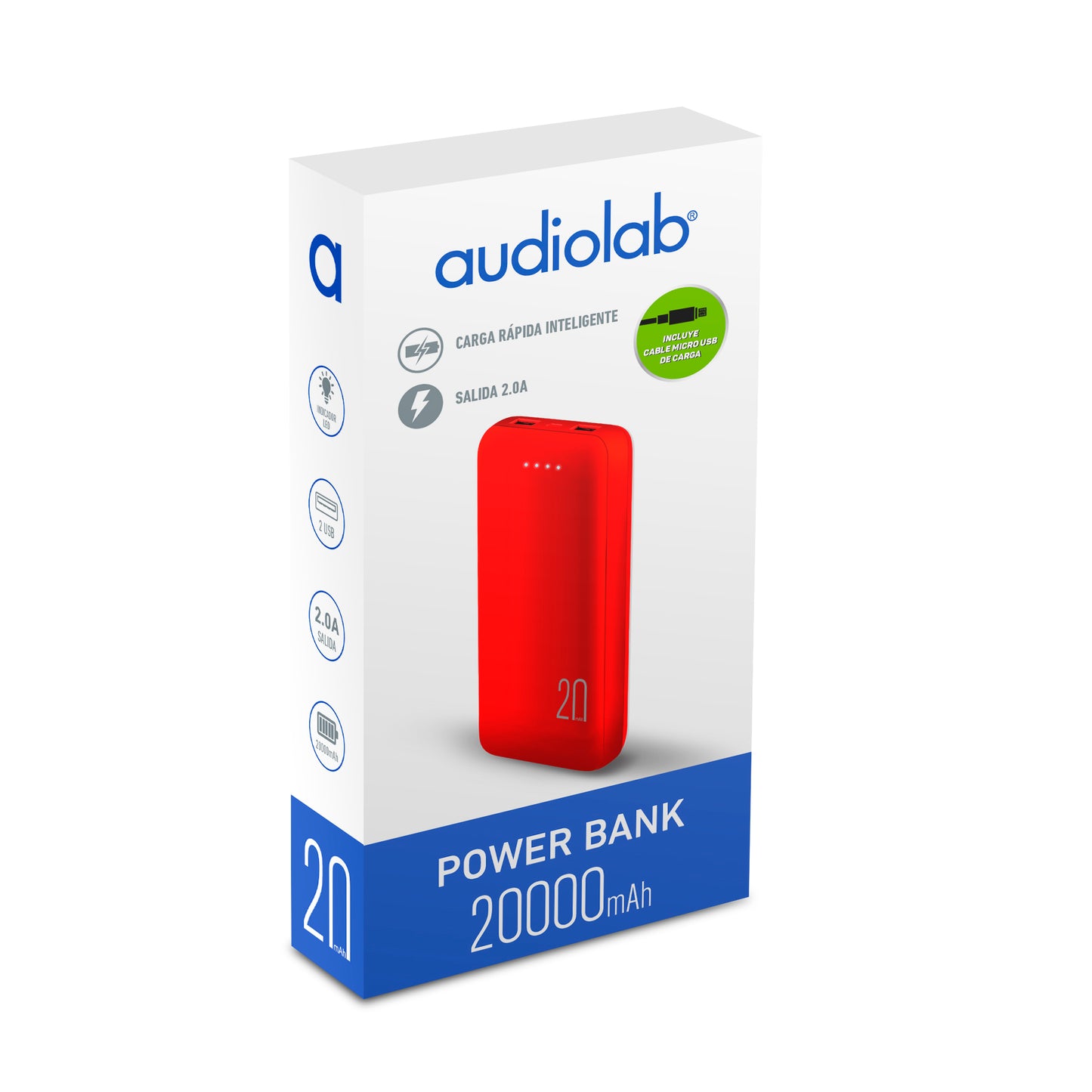 Bateria Portatil Powerbank 20000 Mah Audiolab Rojo