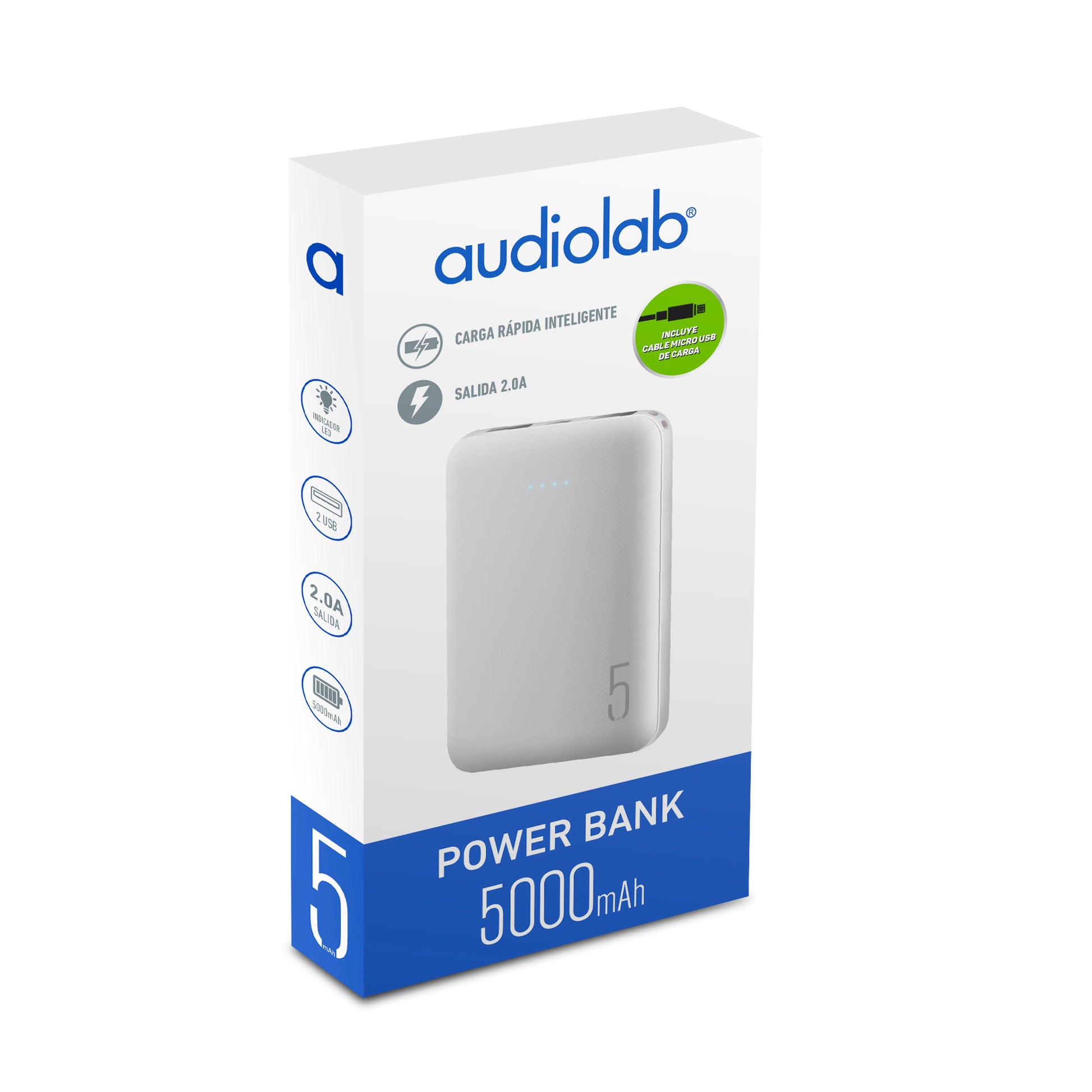 Bateria Portatil Powerbank 5000 Mah Audiolab Blanco