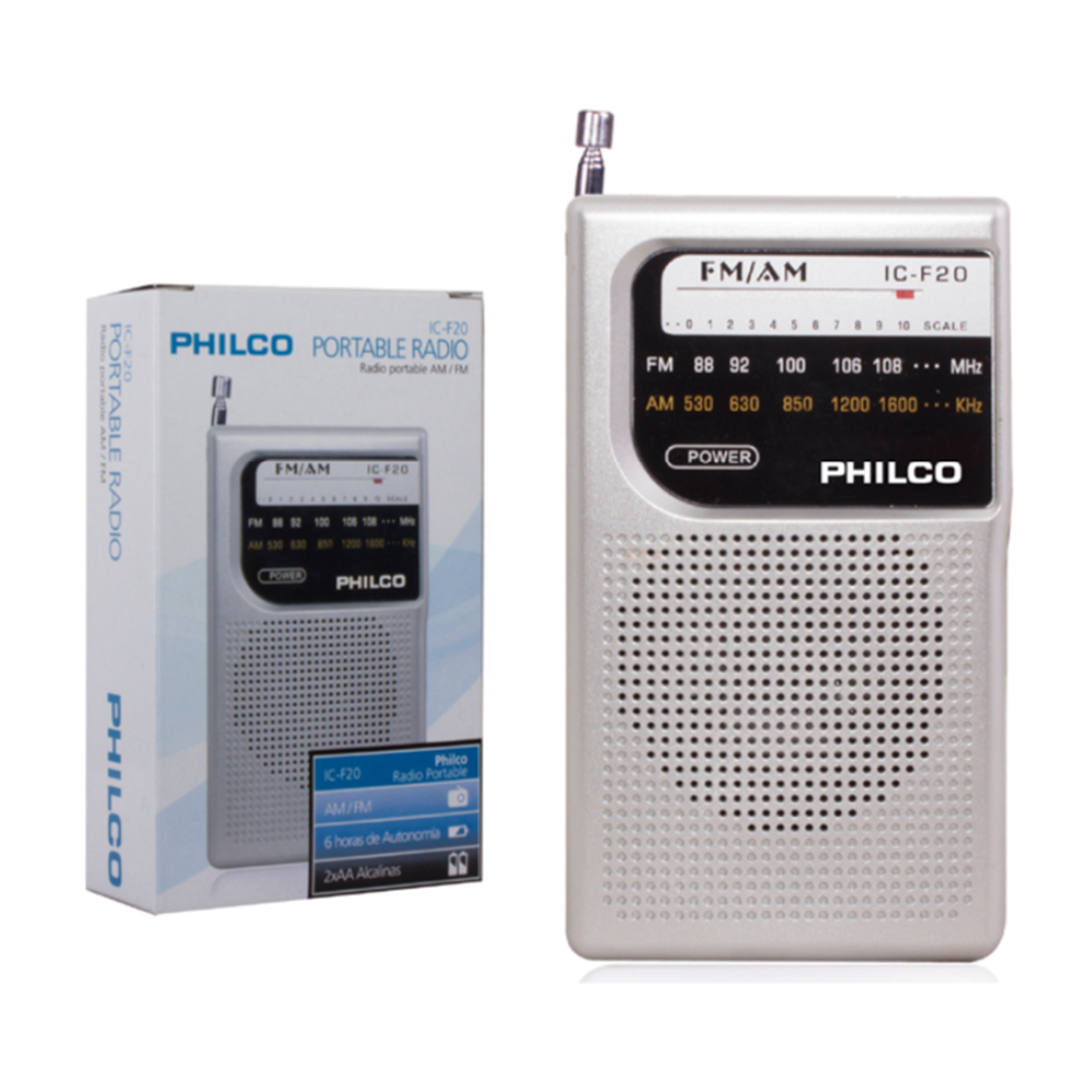 Radio Portatil De Bolsillo Philco Fm/am Icf-20 Gris