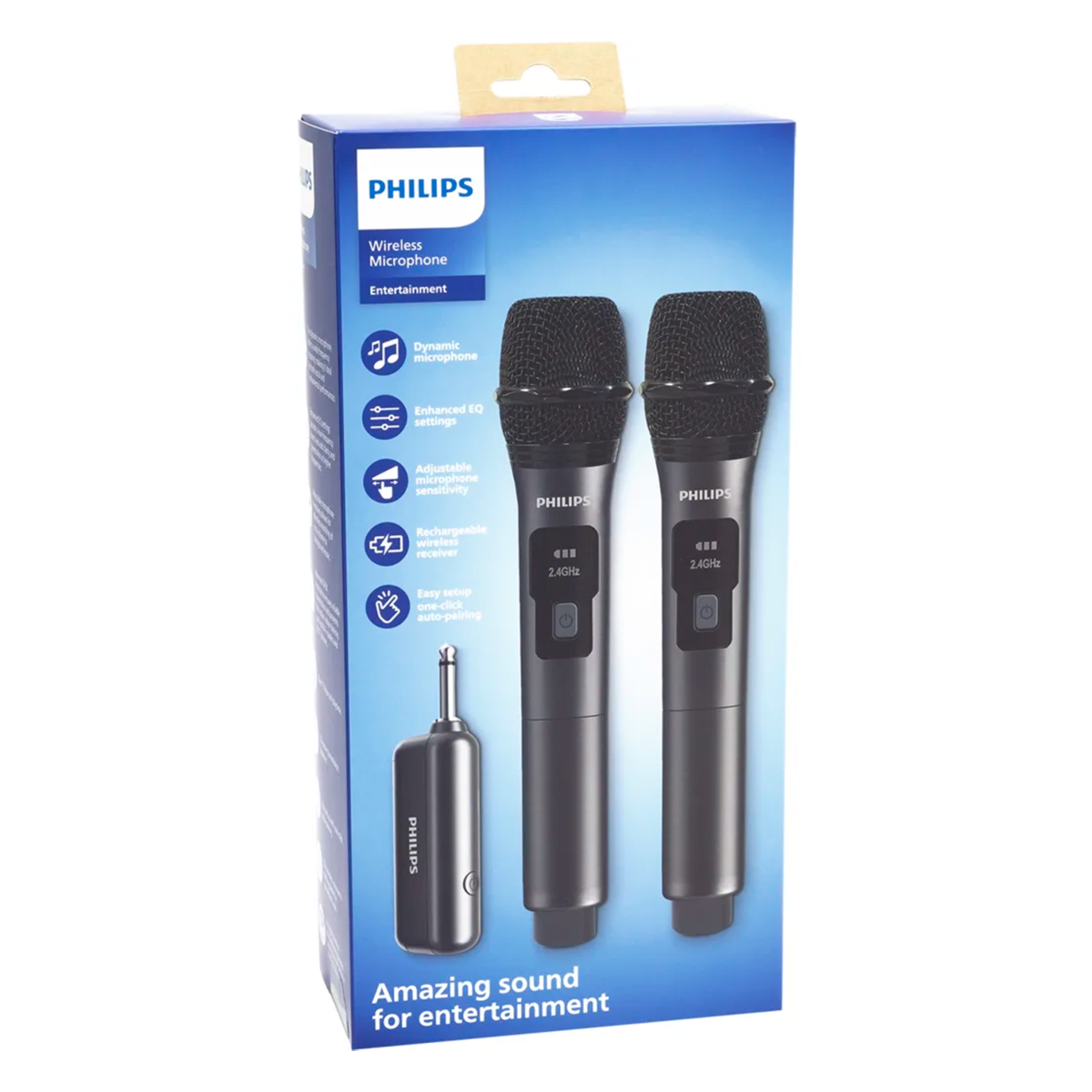Kit 2 Micrófonos Inalámbricos Recargables Philips DLM3401TP Negro