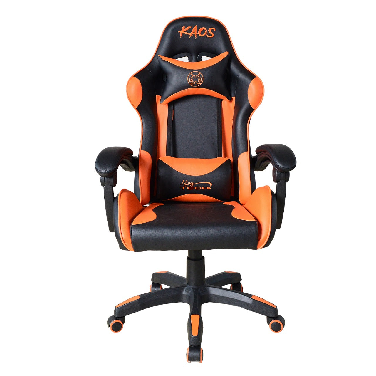 Silla Gamer Kaos Njoytech Reclinación 150º Negro Naranjo