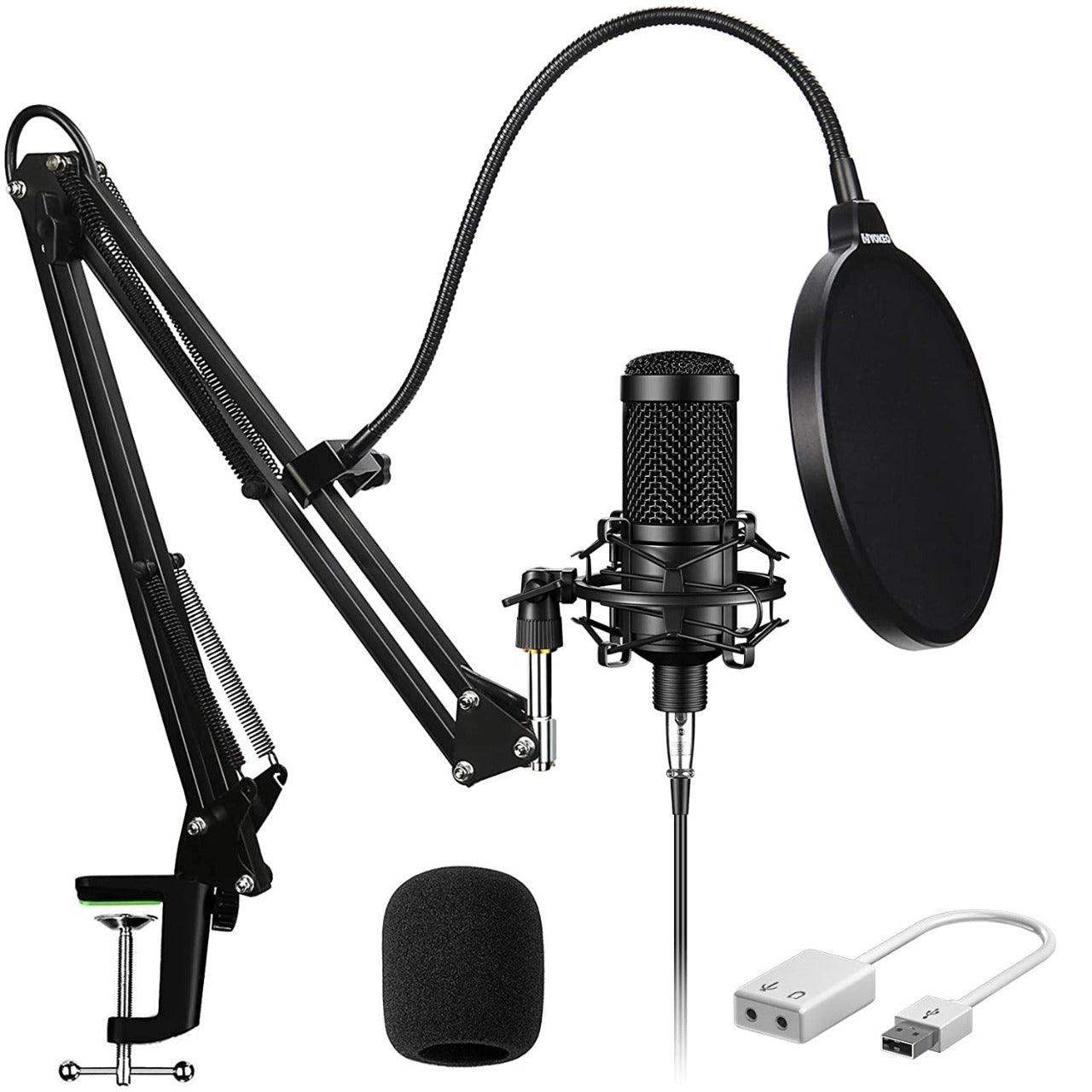 Microfono Gamer Condensador Profesional Usb Con Atril Njoytech Negro